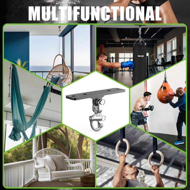 Eapele Punching Bag Hanger, Heavy Bag Ceiling Mount Holder for Hanging, 360° Swivel Boxing Bag Hanger for MMA Training, Muay Thai Bags, Heavy Duty Hook for Aerial Yoga, Porch Swings, Hammock Chairs - Image 4